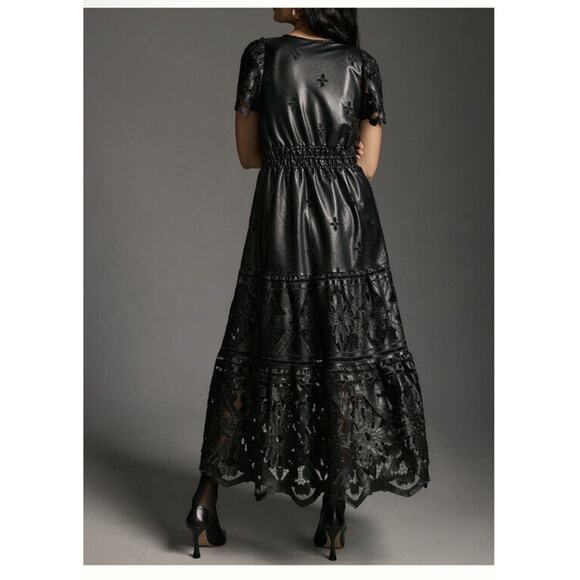 Anthropologie The Somerset Fuax Leather Edition Maxi Dress Size Small Black - Picture 2 of 16